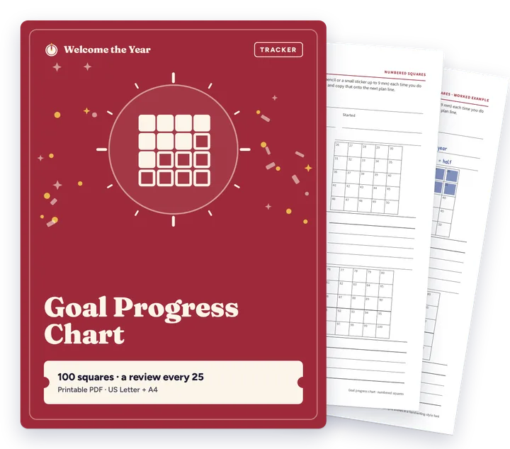 Goal Progress Chart cover with real pages behind it