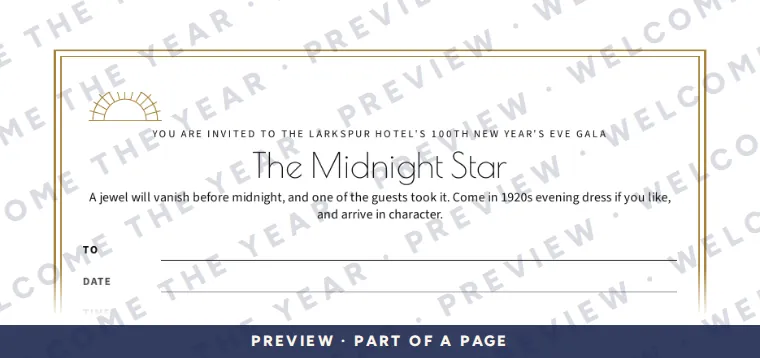 Preview: Two write-in invitations to the Larkspur Hotel gala